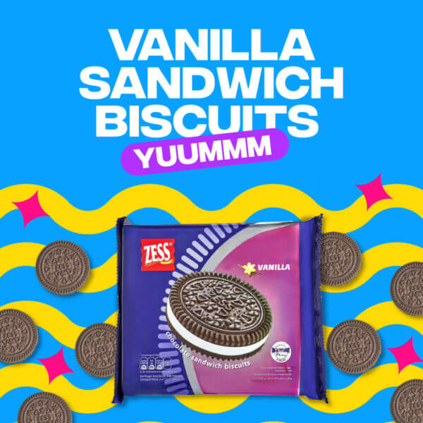 Zess Chocolate Sandwich Biscuits Vanilla 264.6g - Image 2